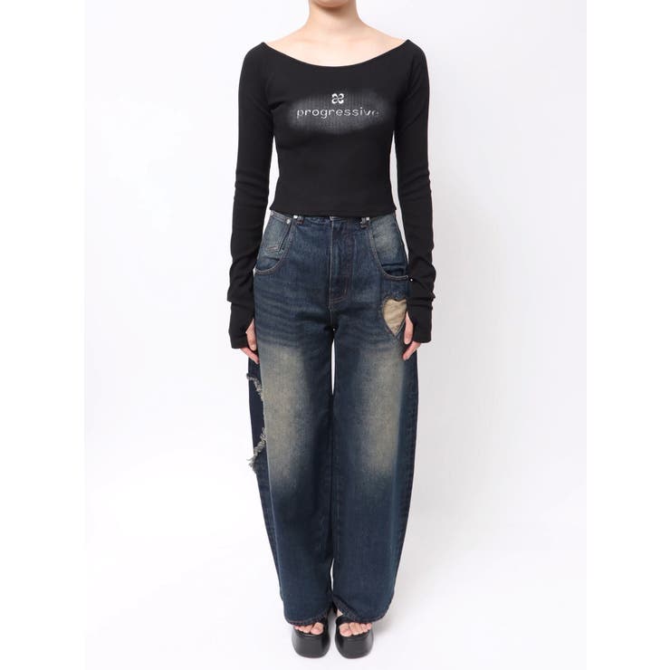 ロゴクロップドロングスリーブTシャツ | EMODA | 詳細画像40 