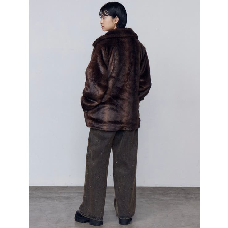 【美品】ミダス　変形　ファーコート　ジップ　ウールコート　Midas 美品】ミダス 変形 ファーコート ジップ ウールコート Midas 美品