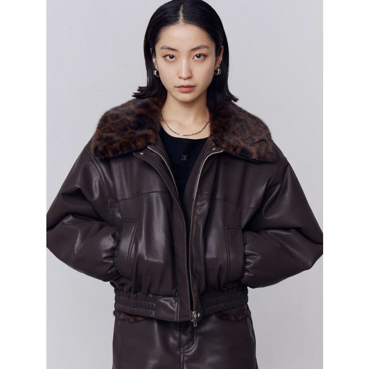 ブラウン | フェイクレザーブルゾン | EMODA