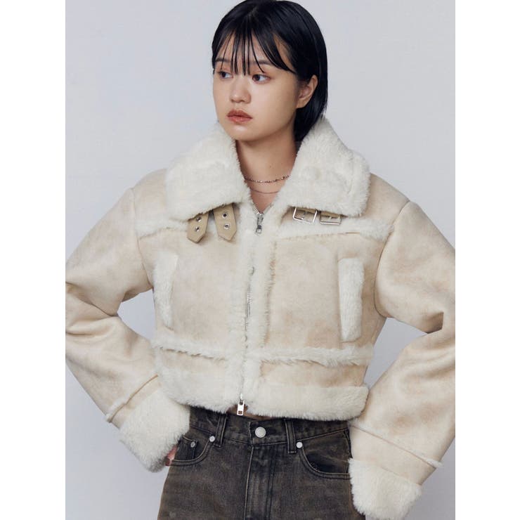 ショートフェイクムートンブルゾン[品番：MKSW0066912]｜EMODA（エモダ