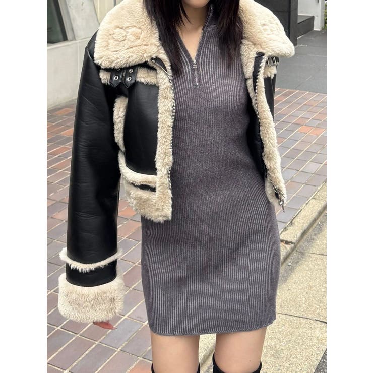 ショートフェイクムートンブルゾン | EMODA | 詳細画像3 