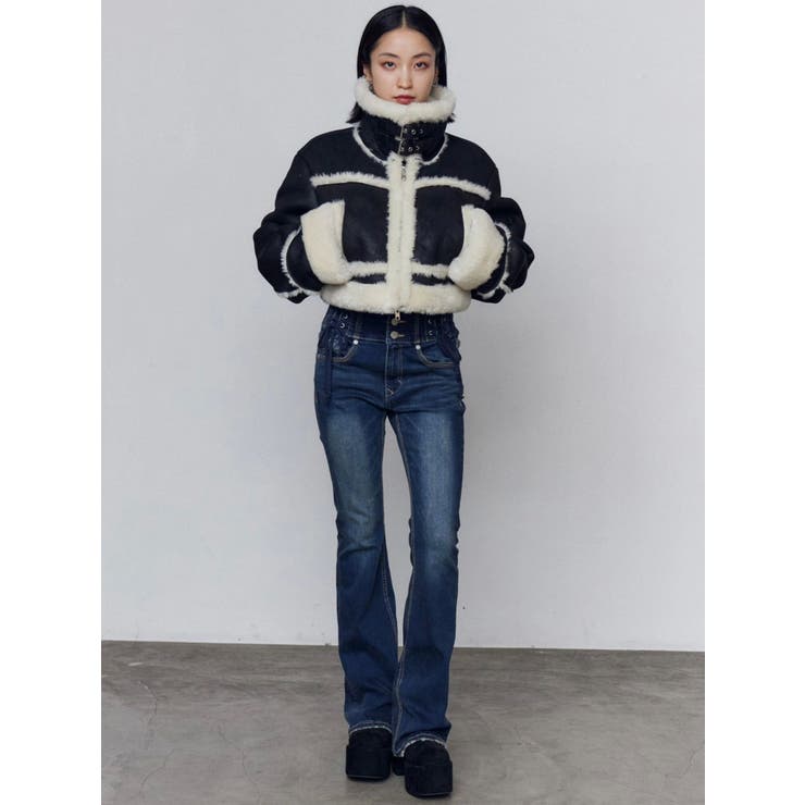 ショートフェイクムートンブルゾン | EMODA | 詳細画像38 