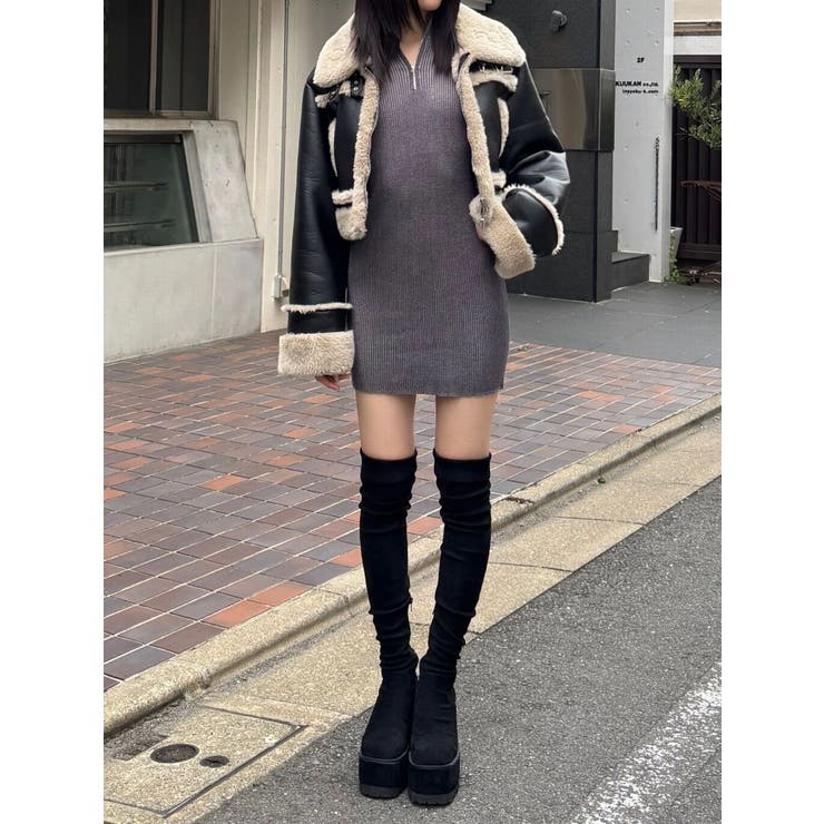 ショートフェイクムートンブルゾン | EMODA | 詳細画像4 