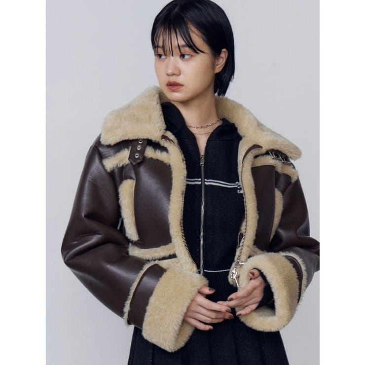 ショートフェイクムートンブルゾン[品番：MKSW0066912]｜EMODA（エモダ