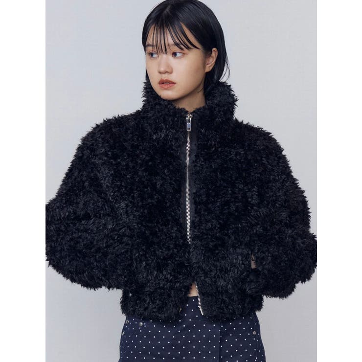 ブラック | シングルミニボアブルゾン | EMODA