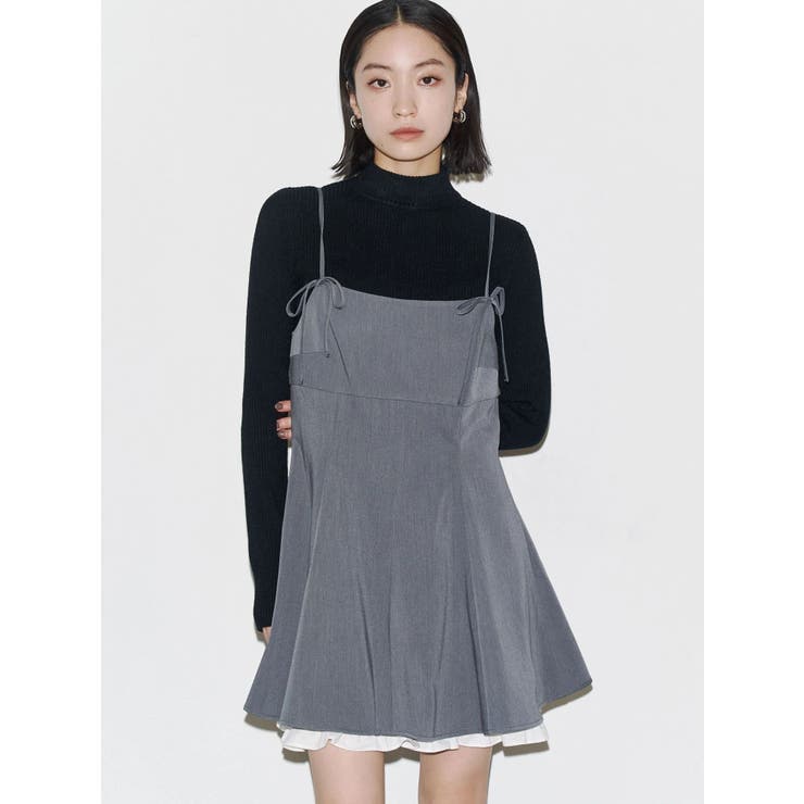 グレー | ヘムレイヤードフレアミニワンピース | EMODA