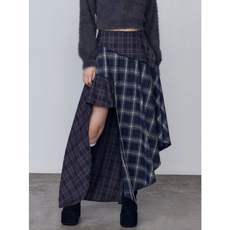 ネイビー | アシンメトリードッキングスカート | EMODA