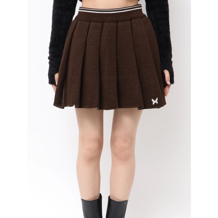 ブラウン | プリーツニットミニスカート | EMODA