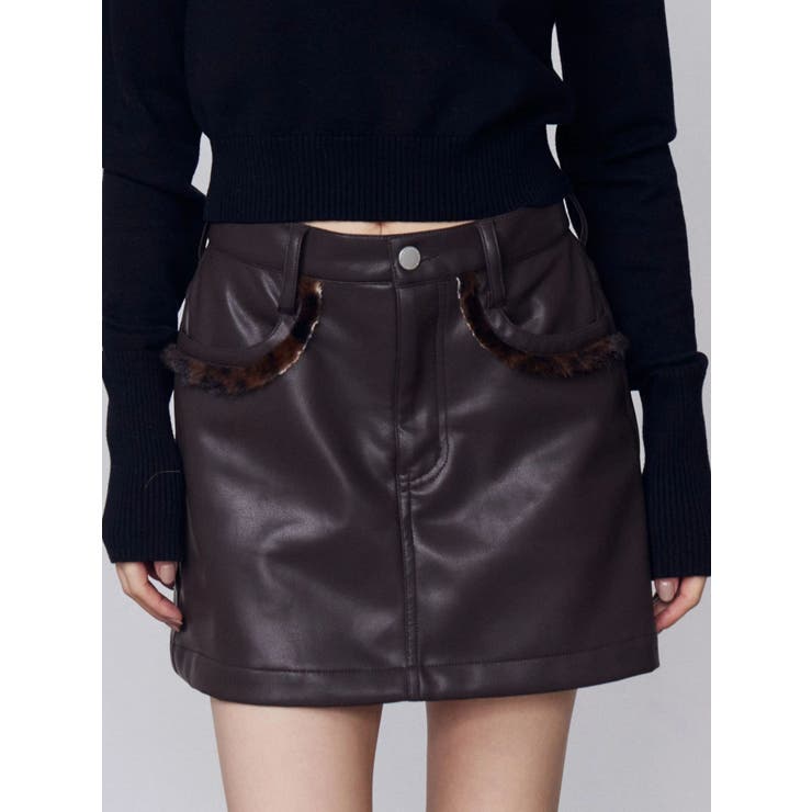 ブラウン | ドッキングボックスミニスカート | EMODA