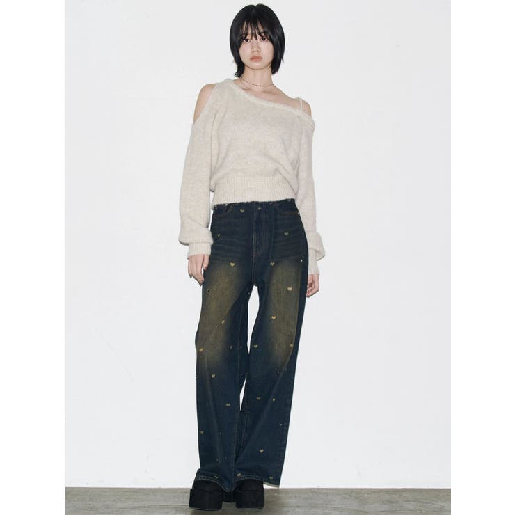 EMODA グラフィックルーズジーンズ デニム ハート ハートドットルーズジーンズ[品番：MKSW0066923]｜EMODA（エモダ）の