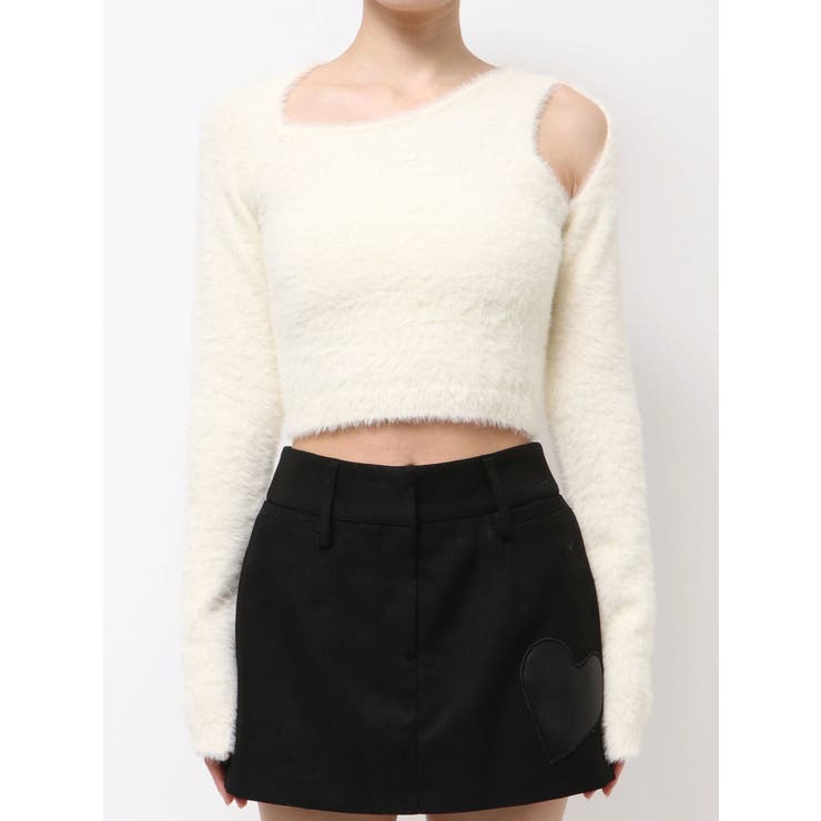 アイボリー | シャギースキンラインニット | EMODA