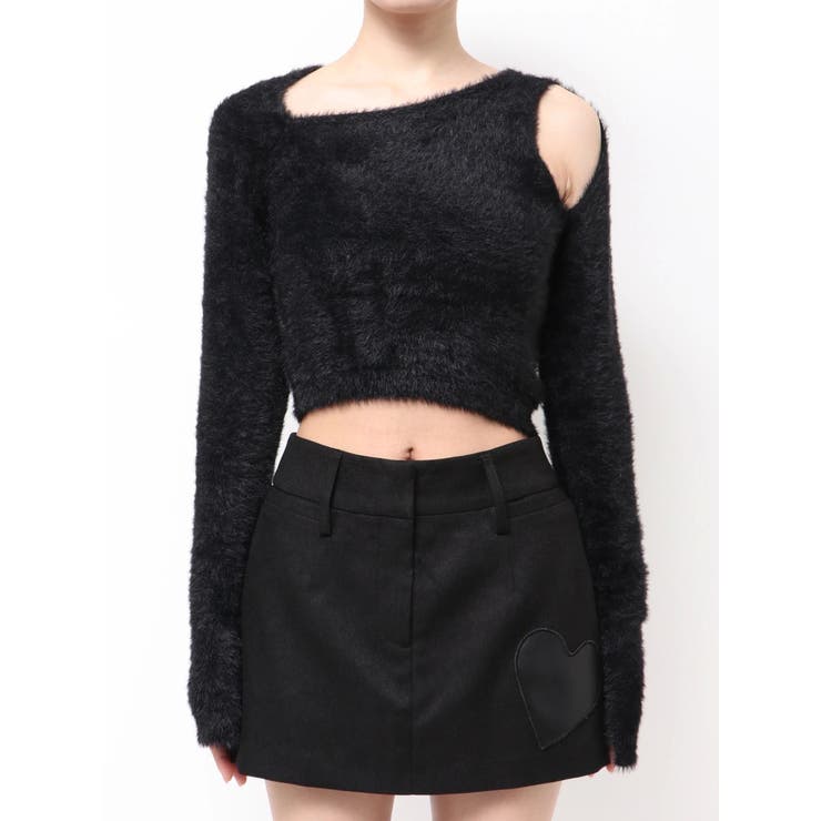 ブラック | シャギースキンラインニット | EMODA