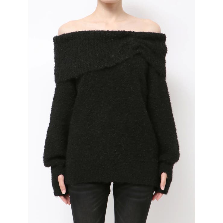 ブラック | TUCK OFF SHOULDER KNIT | EMODA
