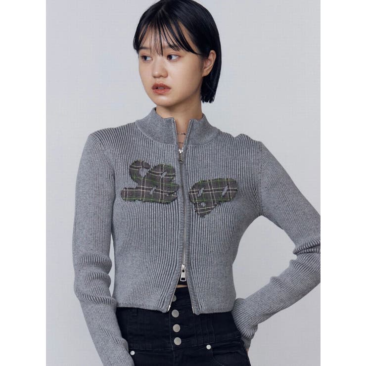 グレー | パッチロゴプレーティングニット | EMODA