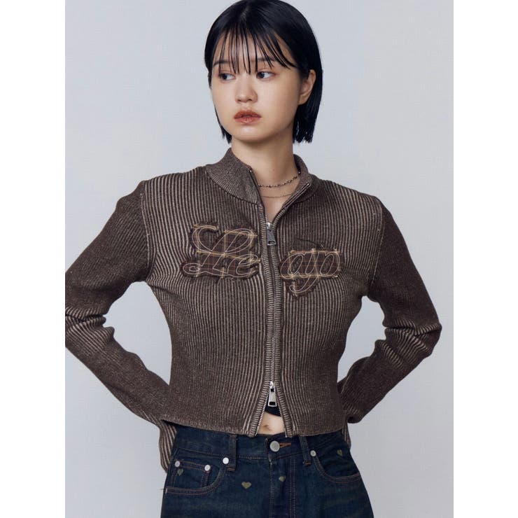 ブラウン | パッチロゴプレーティングニット | EMODA