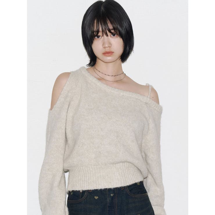 アイボリー | ショルダースキンニット | EMODA