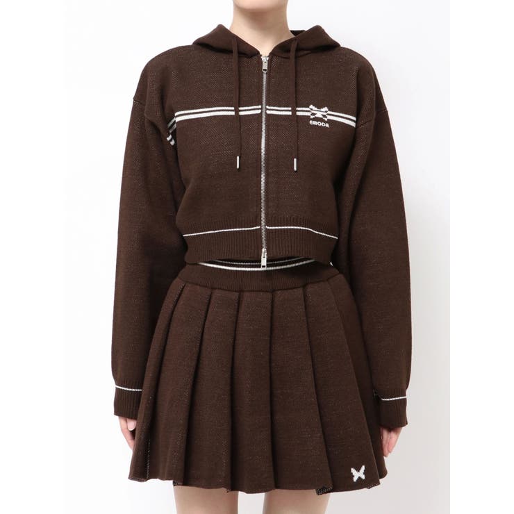 ブラウン | ラインニットフーディー | EMODA