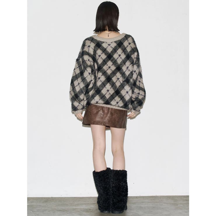 チェックロゴオーバーニット | EMODA | 詳細画像24 
