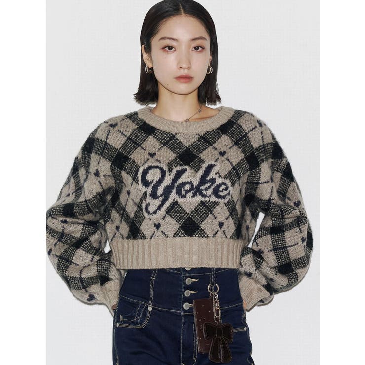 チェックロゴオーバーニット | EMODA | 詳細画像3 