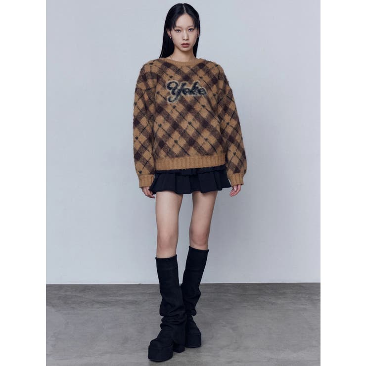 チェックロゴオーバーニット | EMODA | 詳細画像37 