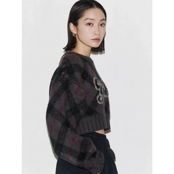 チェックロゴオーバーニット | EMODA | 詳細画像9 