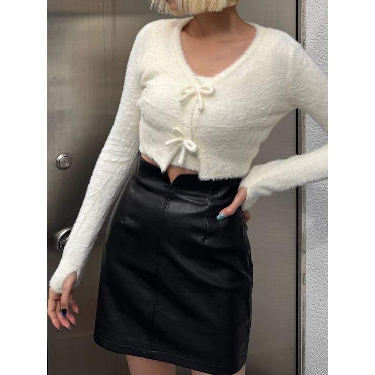 アイボリー | シャギーコンパクトリボンツインセット | EMODA