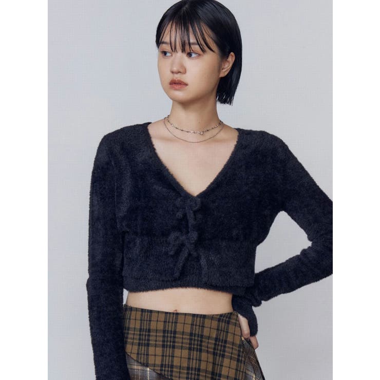 ブラック | シャギーコンパクトリボンツインセット | EMODA