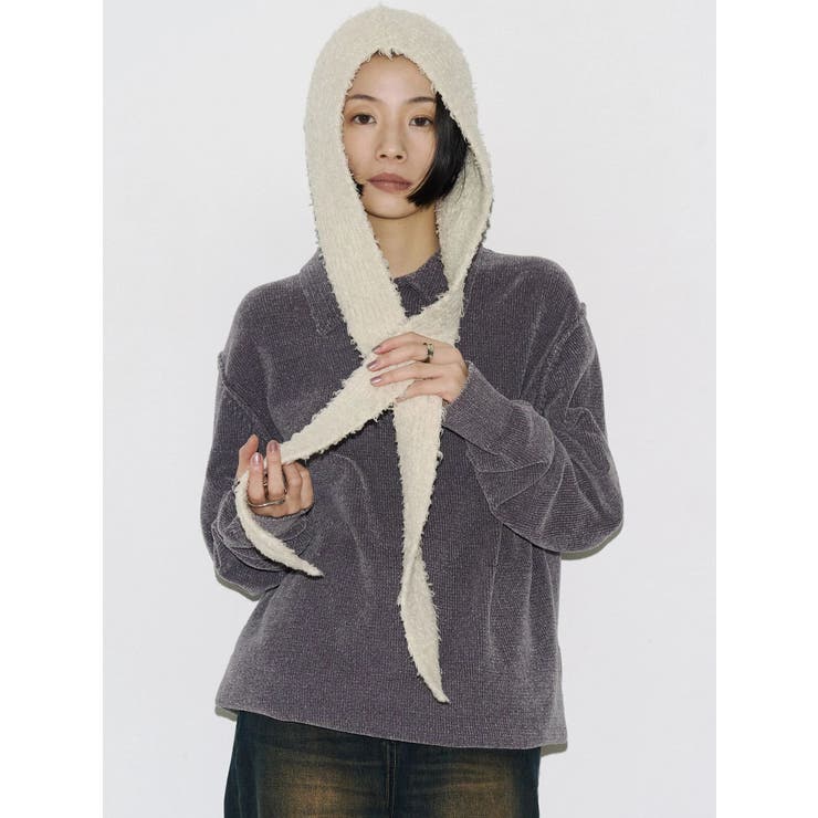 【VEQUM】VELOUR TEXTURE KNIT POLO | EMODA | 詳細画像1 