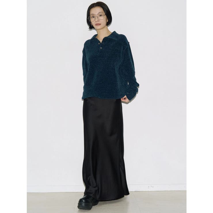 【VEQUM】VELOUR TEXTURE KNIT POLO | EMODA | 詳細画像10 