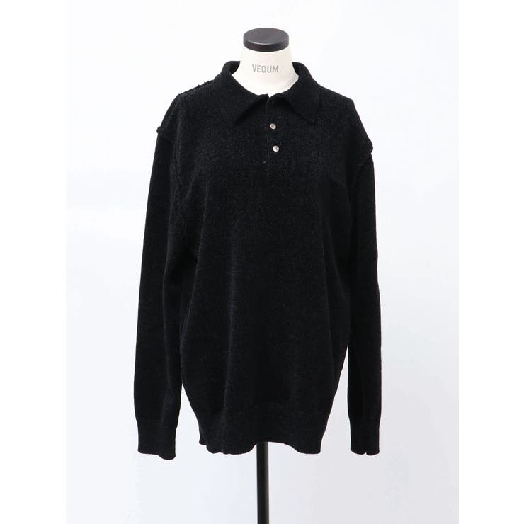【VEQUM】VELOUR TEXTURE KNIT POLO | EMODA | 詳細画像18 
