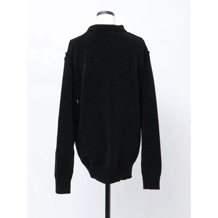 【VEQUM】VELOUR TEXTURE KNIT POLO | EMODA | 詳細画像20 