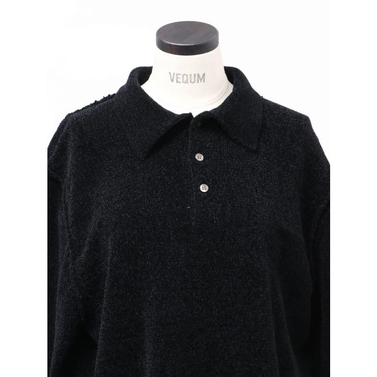 【VEQUM】VELOUR TEXTURE KNIT POLO | EMODA | 詳細画像21 