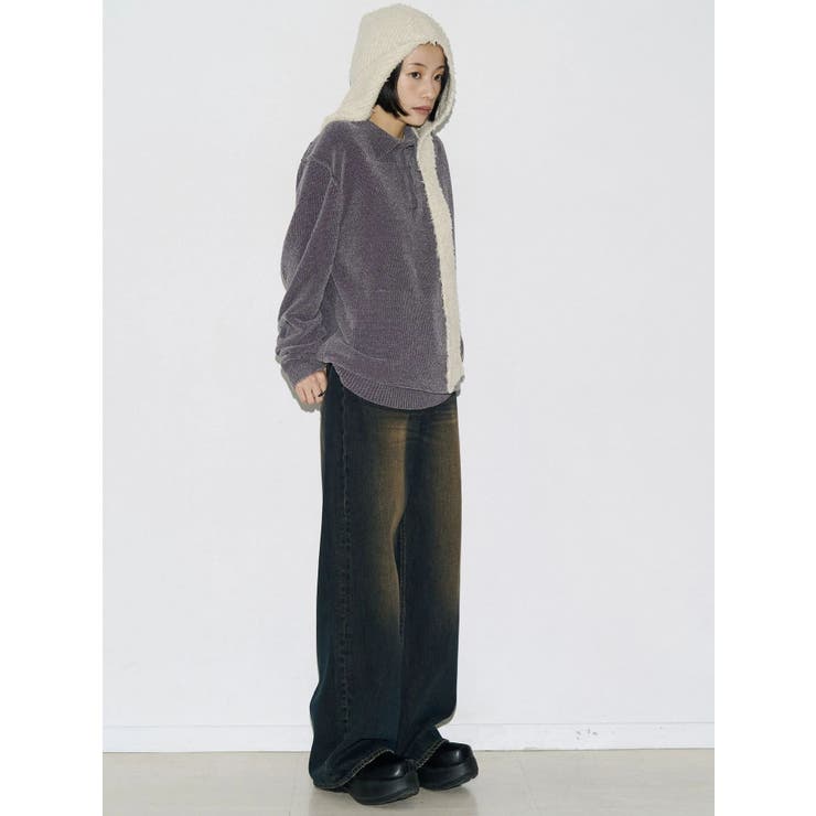 【VEQUM】VELOUR TEXTURE KNIT POLO | EMODA | 詳細画像6 