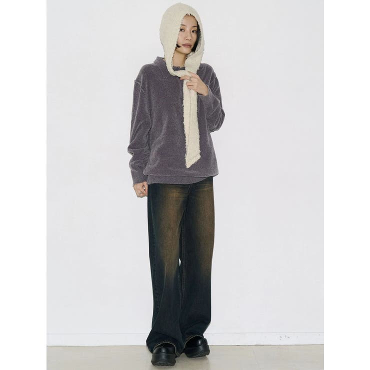 【VEQUM】VELOUR TEXTURE KNIT POLO | EMODA | 詳細画像7 