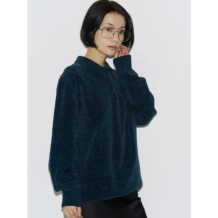 【VEQUM】VELOUR TEXTURE KNIT POLO | EMODA | 詳細画像9 