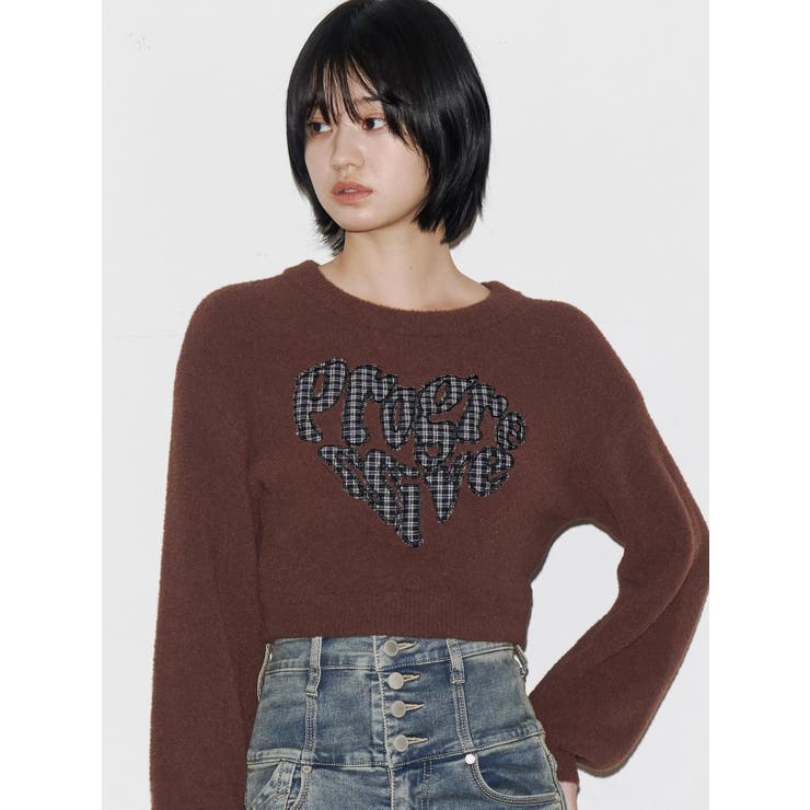 ブラウン | クレーピングパッチシャギーニット | EMODA