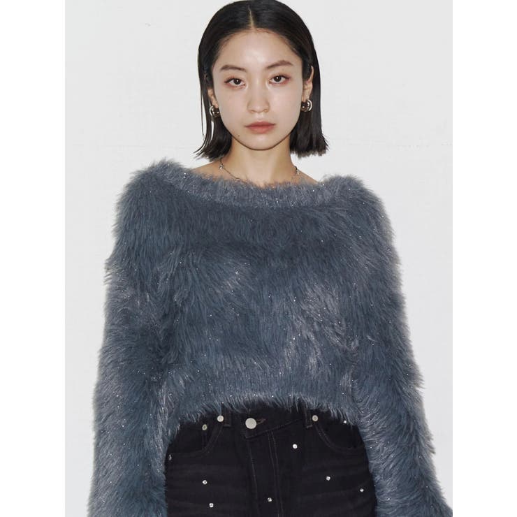 グレー | グロスミックスショートニット | EMODA