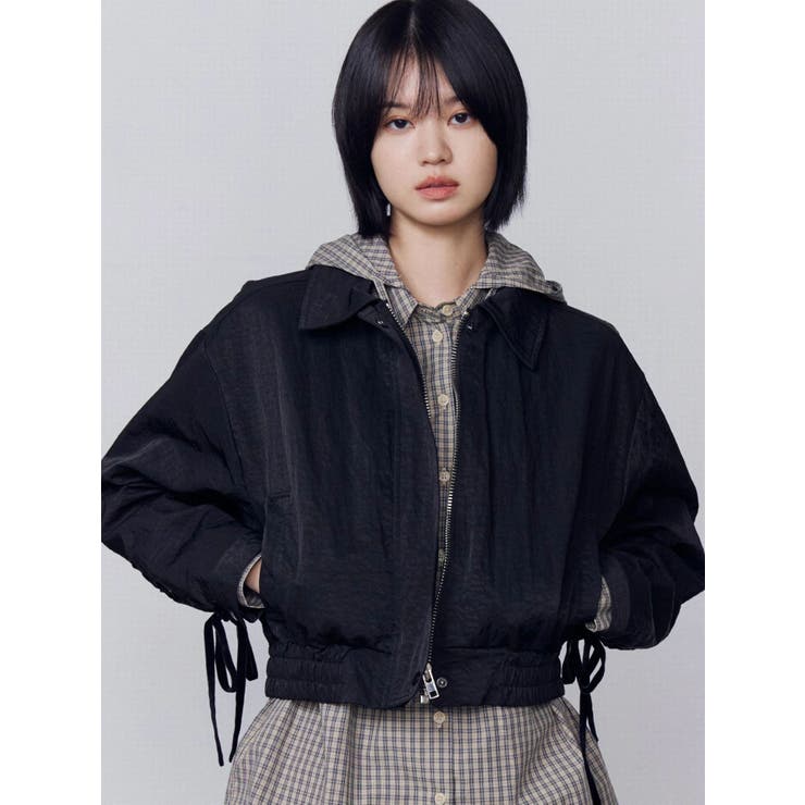 バックレースアップショートブルゾン | EMODA | 詳細画像1 