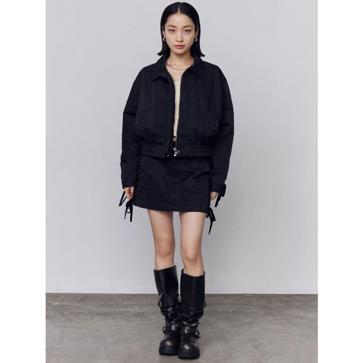 バックレースアップショートブルゾン | EMODA | 詳細画像18 