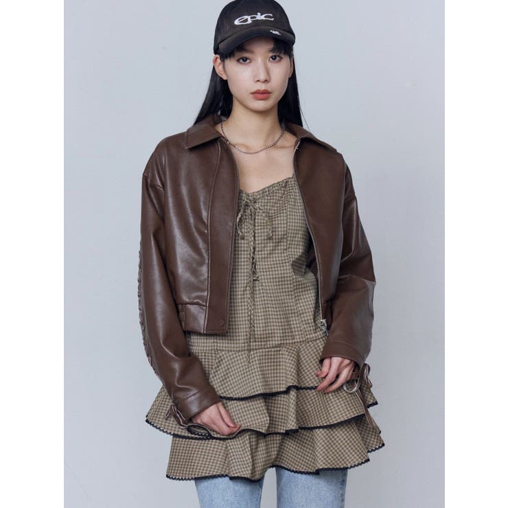 バックレースアップショートブルゾン | EMODA | 詳細画像25 