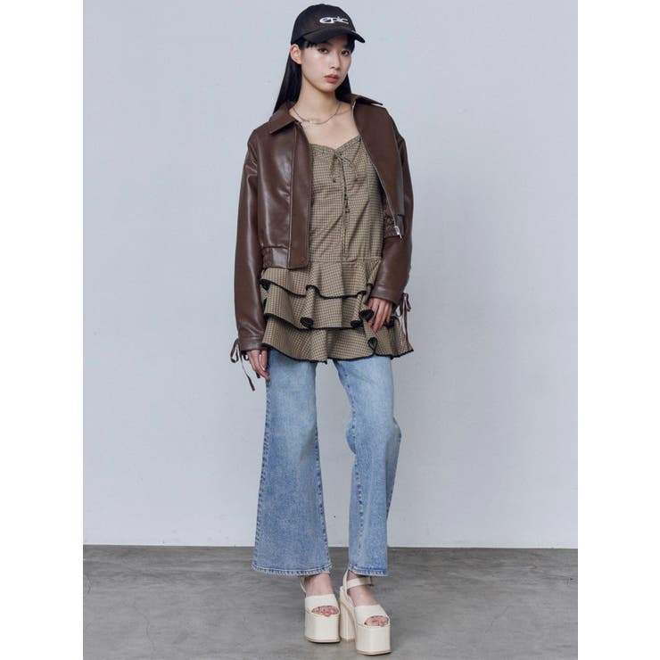 バックレースアップショートブルゾン | EMODA | 詳細画像28 