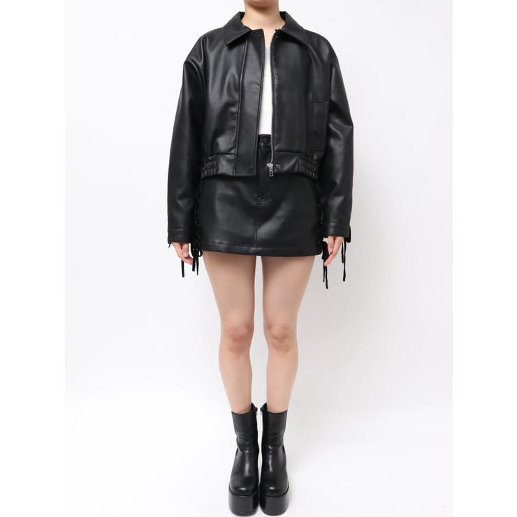 バックレースアップショートブルゾン | EMODA | 詳細画像38 