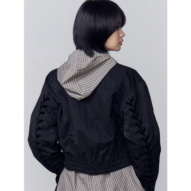 バックレースアップショートブルゾン | EMODA | 詳細画像6 