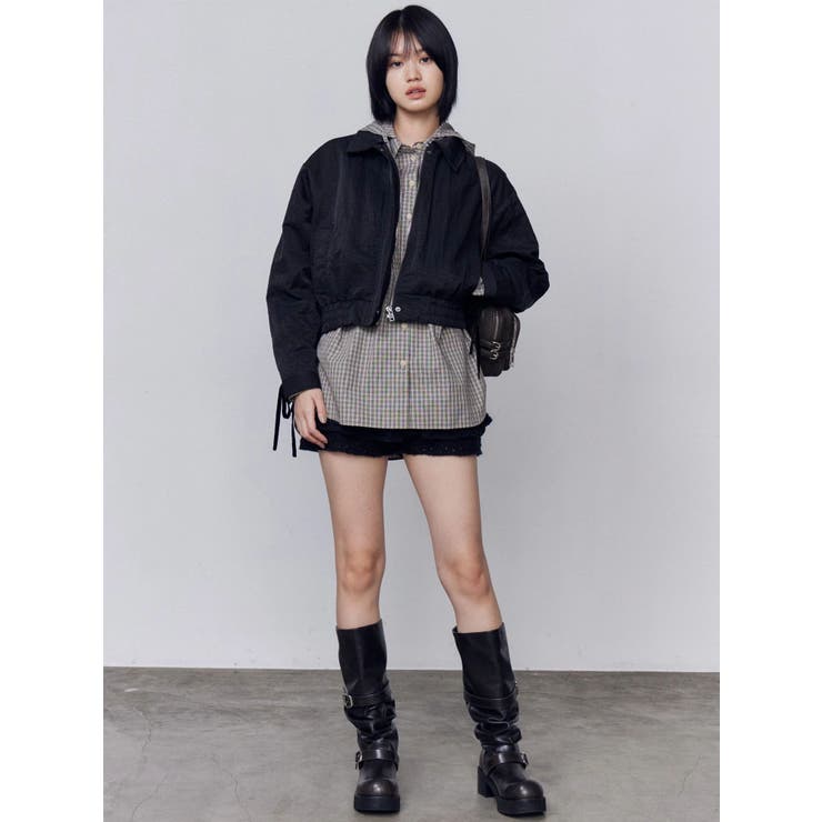 バックレースアップショートブルゾン | EMODA | 詳細画像7 