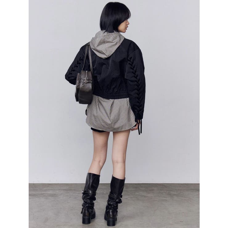 バックレースアップショートブルゾン | EMODA | 詳細画像9 