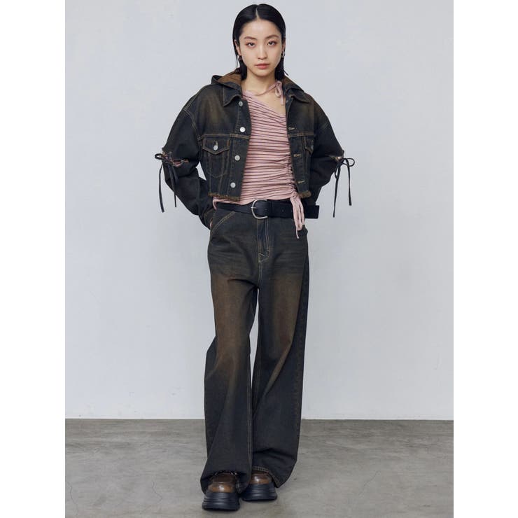 カットスリーブフードデニムブルゾン | EMODA | 詳細画像11 