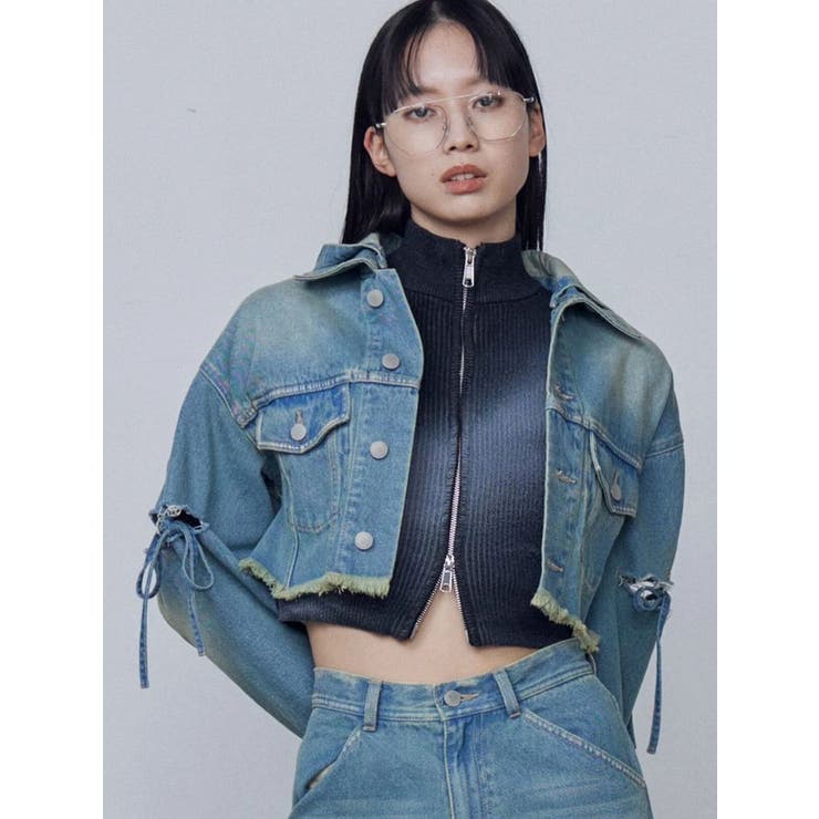 カットスリーブフードデニムブルゾン | EMODA | 詳細画像15 