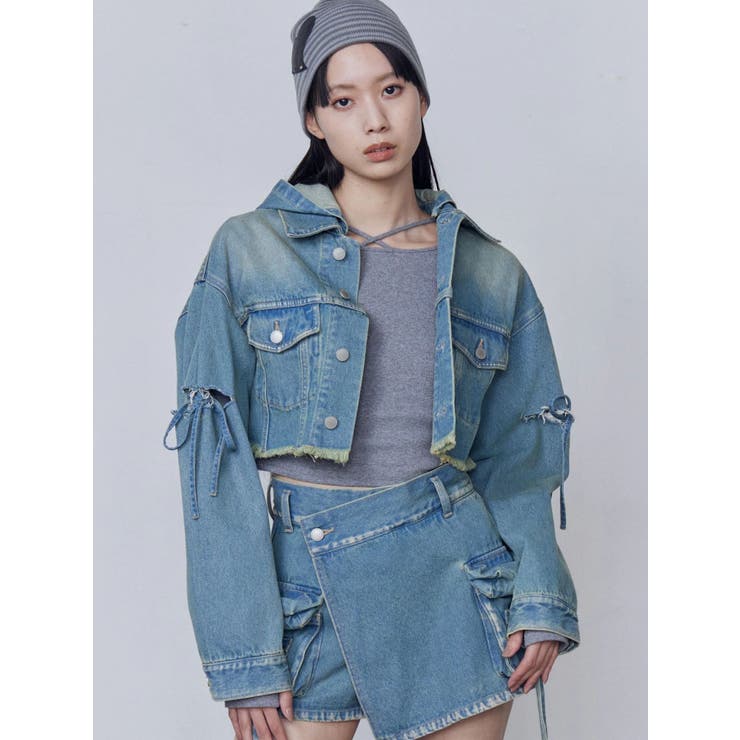 カットスリーブフードデニムブルゾン | EMODA | 詳細画像18 