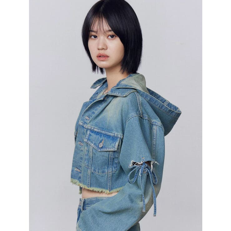 カットスリーブフードデニムブルゾン | EMODA | 詳細画像21 