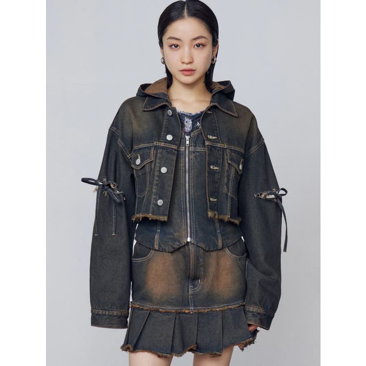 カットスリーブフードデニムブルゾン | EMODA | 詳細画像33 